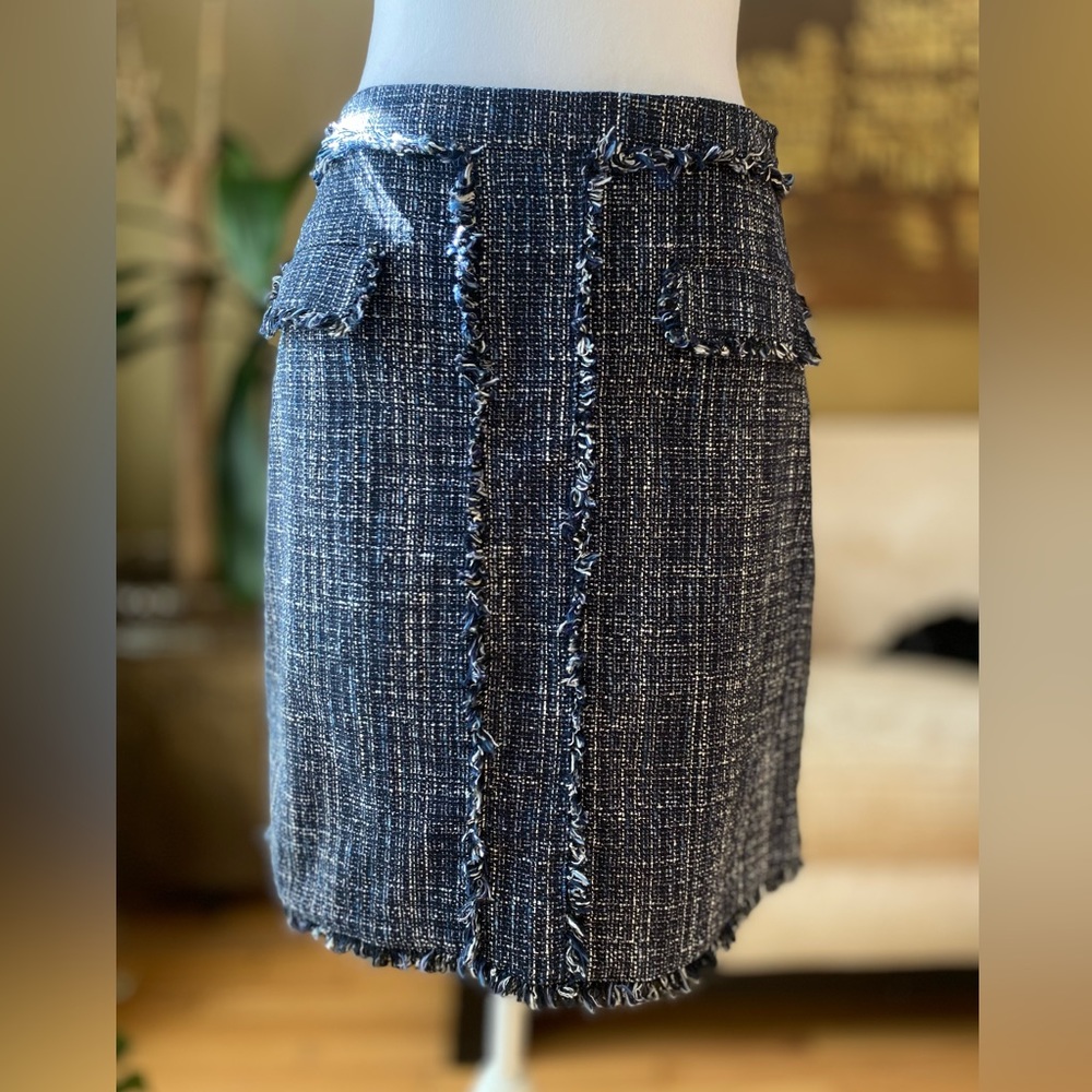 Banana Republic Tweed skirt with fringe detail.